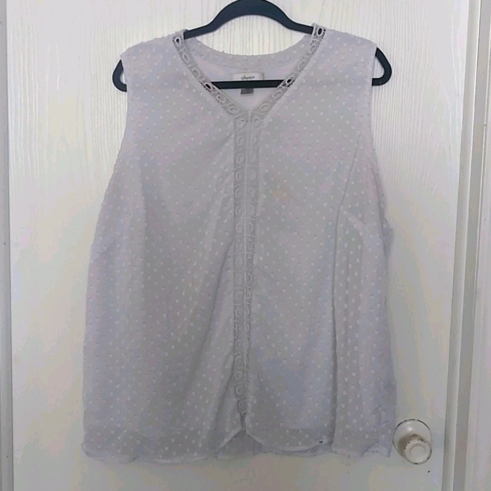 Embroidered polkadot and lace embroidered tank